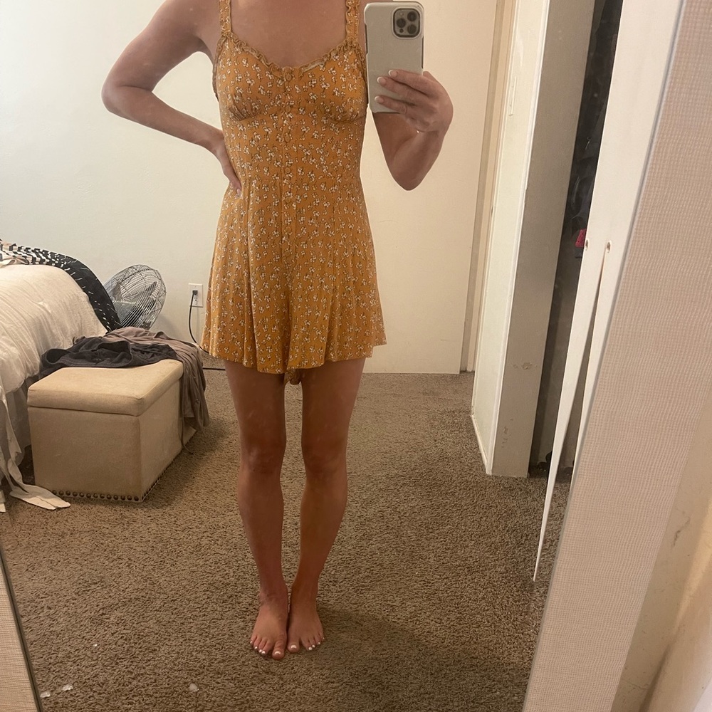 Yellow floral romper - urban outfitters